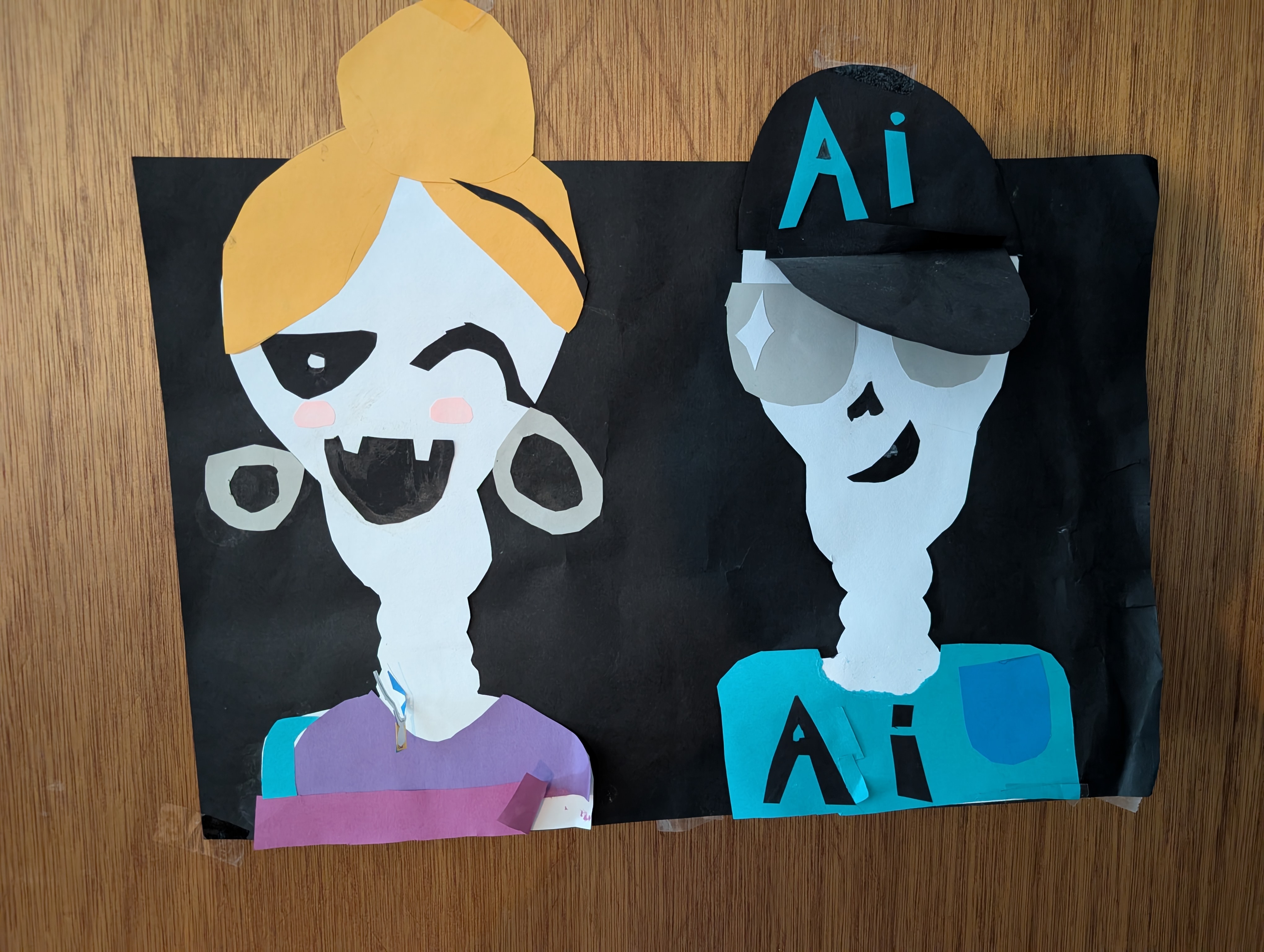 Paper cutout portrait by Zo's daughter, age 9