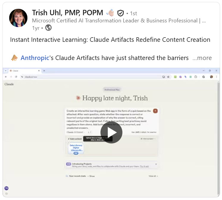 Claude Artifacts quiz example